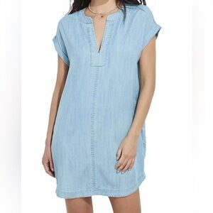 H&M Chambray Blue Lyocell Tunic Dress / Easy Shirt Dress Size 2